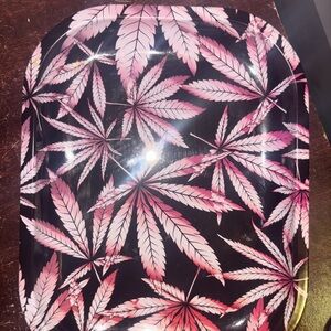 Pink and Black Leaf Pattern Tray